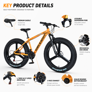 Vélo de montagne à pneus larges de 26 pouces, cadre en alliage d'aluminium, 27 vitesses, vélo <span class=keywords><strong>VTT</strong></span> avec roues à 3 rayons, fournisseur OEM ODM - Product Image 3