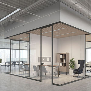 Framed Glass Partition Double Glazing Acoustic Performance Aluminum Frame Tempered Glass Office <b>Room</b> <b>Divider</b> Energy Efficient - Product Image 1