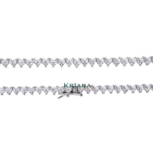 Men's S925 <b>Silver</b> Rhodium Plated Moissanite Tennis Necklace Triangle Cut Prong Setting Luxury Wedding Jewelry - Product Image 4