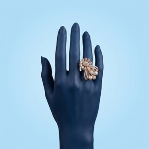 New Arrival Trendy Rose Gold Plated Pearl Diamond <b>Ring</b> Large Floral <b>Statement</b> <b>Rings</b> for Ladies | Boutique Quality Exquisite - Product Image 1