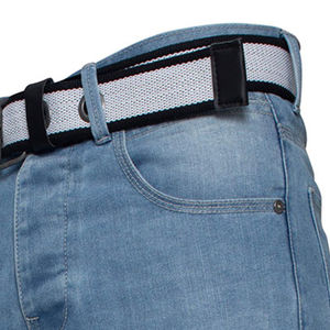 Pantalones cortos de mezclilla azul claro para hombre, pantalones cortos informales ajustados hasta la rodilla con cinturón, pantalones cortos de algodón a la moda para verano para exteriores - Product Image 3