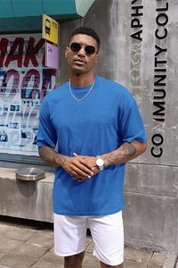 Heavy Weight 100% Cotton Oversized T-<b>Shirt</b> Men 220 Grams Shoulder Custom Printing Hip Hop Plus Size 100% Cotton Blank Boxy Men's - Product Image 3