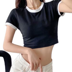 Camisetas Ringer de dos tonos para mujer, camisetas Ringer personalizadas para mujer, camisetas cortas transpirables de manga corta directas de fábrica, camisetas Ringer - Product Image 1