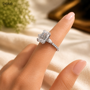 Anillo de Compromiso de Oro Amarillo Vermeil de 18K con Certificado GRA, Anillo de Promesa con Moissanita Halo y Diamante de Corte Brillante Redondo - Product Image 5