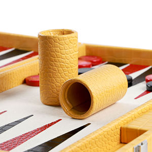 Premium Quality PU Leather <b>Backgammon</b> Set Custom Luxury Folding Board Game Set with Metal Corner Protection - Product Image 3