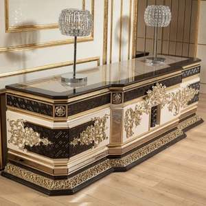 Ensemble de canapés de luxe classique en bois blanc et noir, avec rembourrage en mousse, pour salon d'appartement, design traditionnel, sectionnel en forme de L, style Post-Ranch - Product Image 2