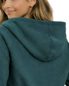 Sudadera con capucha corta personalizada para mujer, con cremallera, manga larga, informal, de felpa suave, estilo urbano, color verde oscuro, para otoño e invierno. - Product Image 6