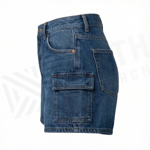 Women Denim Shorts Customized Color Stylish Vintage Washing Cargo Jeans Street <b>Ladies</b> <b>Pants</b> Casual Fit Summer Outfits - Product Image 3