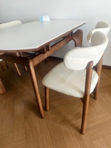 Solid Wood Modern <b>Extendable</b> <b>Dining</b> <b>Table</b> Set with Folding Mechanism and 6 Back Chairs for <b>Dining</b> room Hotel Apartment - Product Image 4