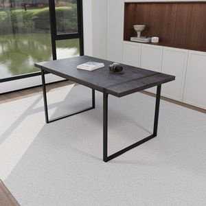 Set da Pranzo Moderno Stile Medievale 59 Pollici, Tavolo Rettangolare in MDF Nero con 4 Sedie per Uso Ristorante - Product Image 6