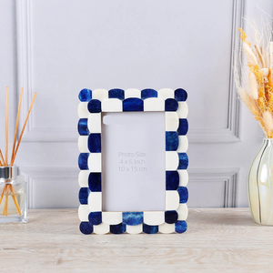 Handmade Red and <b>White</b> Bone Mosaic <b>Picture</b> <b>Frame</b> Luxury Artisan Photo Holder - Product Image 3