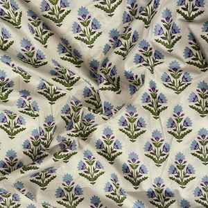 Organic Traditional Jaipuri Print Lightweight Cotton Cambric 60x60 Hand Block Print Fabric for Dresses Bags Curtains Boys' - Product Image 1