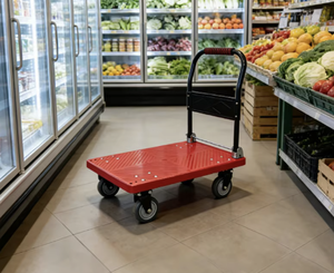OEM/ODM Vietnam Industrial Aluminum Alloy Platform Cart Two Wheeled Warehouse Shopping <b>Trolley</b> 300kg Capacity - Product Image 4