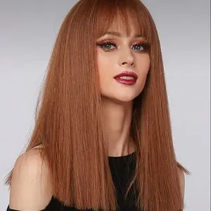 Extensiones de cabello humano liso de Color marrón, cobrizo, moda