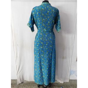 Robe portefeuille élégante pour femme à manches courtes, longueur midi, avec devant portefeuille élégant, taille haute, jupe fluide, en tissu léger et confortable - Product Image 3