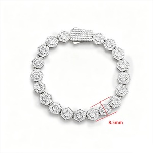 Bracelet Homme en Argent 925 avec Diamants Moissanite, Maillons Hexagonaux, Léger, Style Hip Hop, Bijou de Luxe Streetwear, Cadeau Audacieux - Product Image 6