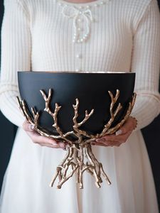 Premium Decorative Gold Designer leaf stand Serving Tableware Metal Hammered Branch Stand Serving Bowl for centrepiece decor - Product Image 4