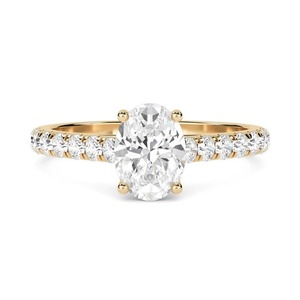 Oval Diamond Shoulder <b>Set</b> <b>Ring</b> 0.50 Ct Lab Grown Diamond In 18K Yellow White Rose <b>Gold</b> And Platinum - Product Image 2