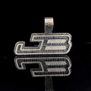 Personalizado Blanco y Negro Dos Tonos Moissanite Diamante Dos Capas Hip Hop 925 Starling Plata Diamante Colgante - Product Image 1