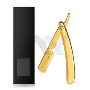 Navajas de Afeitar Profesionales para Hombre, Navaja de Afeitar Recta de Acero Inoxidable, Acabado Dorado, Afeitado Suave - Product Image 6