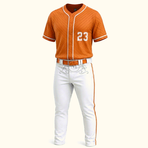Men's <b>Baseball</b> Uniform Jersey Number 23 Orange Short Sleeve White Pants Breathable Polyester Regular Fit All Seasons - Product Image 2