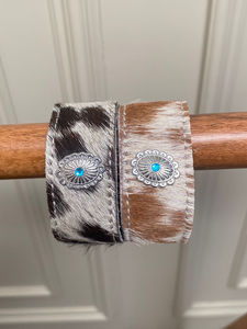 Nueva llegada gran oferta occidental elegante Unisex hecho a mano piel de vaca cuero medio Concho mano brazalete pulseras uso diario accesorio - Product Image 4