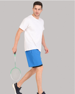 Shorts de sport bleus en tissu éponge respirant, séchage rapide, taille élastique, qualité supérieure, pour l'été, la randonnée décontractée, le fitness et la course à pied - Product Image 6