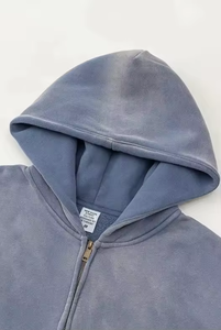Custom Logo <b>Plain</b> <b>Hoodie</b> Men Light Grey Solid Oversized Drop Shoulder Heavyweight 320GSM Fleece Hooded Sweatshirt - Product Image 6