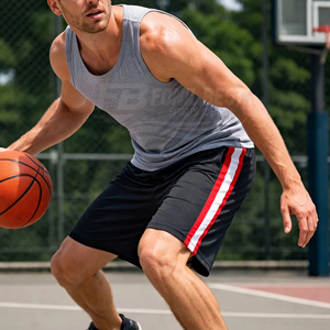 Shorts mi-longs décontractés pour hommes, couleur unie, en toile légère, respirants, taille élastique, poches, évacuation de la transpiration, pour le sport, la course à pied, la remise en forme - Product Image 3