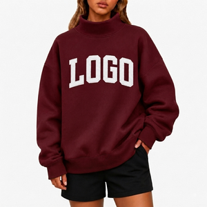 Sudadera de Cuello Alto con Hombros Caídos para Mujer, con Logotipo Personalizado en Aplique, Tela de Alta Calidad a Precio Económico, Largo Regular, Ropa Universitaria - Product Image 1