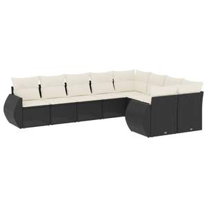 Grand ensemble de canapés de jardin en rotin PE noir avec pieds réglables - Product Image 2