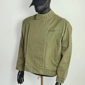 Chaqueta de Trabajo de Lona Verde Oliva para Hombre, Cuello Alto, Bolsillos con Cremallera, Material de Algodón Transpirable, Estilo Otoñal, Corte Regular - Product Image 3