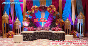 Muslim Walima Theme Bride Groom Seat Colorful <b>Mehndi</b> Night Arabian Bridal Seat Indian Wedding DJ Night Bridal Seating <b>Decor</b> - Product Image 2