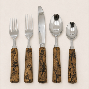 Ensemble de couverts en acier inoxydable en gros avec manche en bois rustique, finition polie miroir, pour la restauration fine et les cadeaux de mariage - Product Image 5