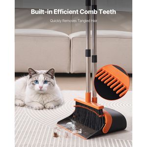 Ensemble balai et pelle à poussière robuste avec dents autonettoyantes, en métal, autoportant, à long manche - Product Image 6