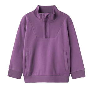 Sweat-shirt unisexe à demi-zip, couleur unie, style français, coupe ample, col montant, décontracté, pour l'automne - Product Image 4