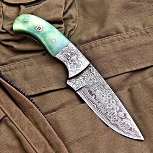 Custom Made Damascus Steel Fixed Blade Hunting & Utility <b>Knife</b> <b>bone</b> <b>Handle</b> OEM Full Tang Skinning Bushcraft <b>Knife</b> with Sheath - Product Image 4