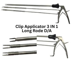 Applicateur de clips laparoscopiques en acier inoxydable à tige longue, à mâchoires 3-en-1, instrument chirurgical manuel ASW-25 certifié CE pour interventions laparoscopiques minimales - Product Image 1