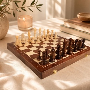 Eco Friendly Solid <b>Wood</b> Folding <b>Chess</b> <b>Board</b> Set Beginner Friendly for Adults and Kids High Quality Luxury Handmade - Product Image 1