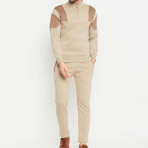 Chándal de cuello alto de color liso hecho a medida para hombre, el más vendido, de algodón, corte ajustado, con cremallera, servicio OEM - Product Image 2