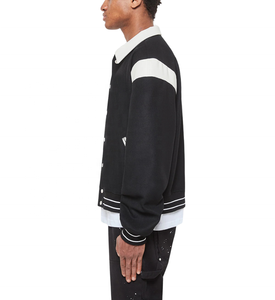 Veste de baseball vintage en laine fine personnalisée OEM avec logo personnalisable sur le devant pour hommes - Product Image 4