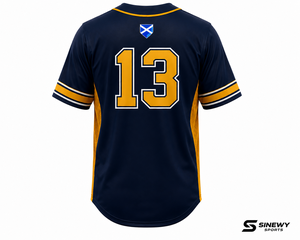 Maillot de baseball SINEWY SPORTS pour homme, manches courtes, bleu marine et or, sublimé, anti-transpiration, coupe classique, adulte - Product Image 2