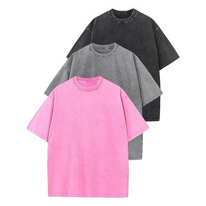 T-shirts Oversize pour Hommes, Style Vintage Délavé, Coton, Manches Courtes, Effet Acide, Unisexe, Hauts Décontractés, Coupe Ample et Confortable - Product Image 1