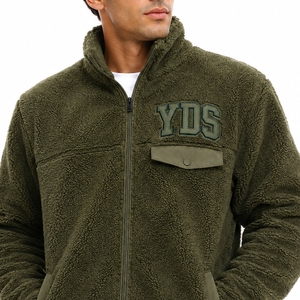 <b>Men's</b> <b>Sherpa</b> Fleece <b>Jacket</b> Full Zip Collar Stand Embroidered YDS Logo Casual Winter Outerwear Fabric For <b>Men</b> <b>Sherpa</b> <b>Jacket</b> - Product Image 4