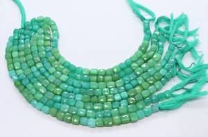 Perles de pierres précieuses naturelles AAA en chalcédoine verte, facettées en forme de cube, 6-7 MM, chalcédoine dégradée, perles carrées 3D pour bijoux - Product Image 2