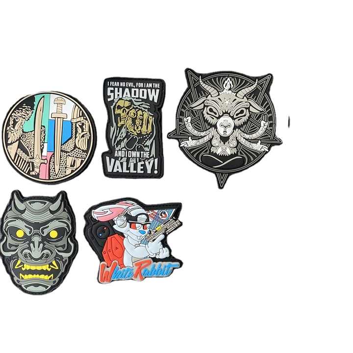 Tactical Skull PVC Badge Patch Ghost Mask Magic Hook and Loop Black Goat Emblem Backpack Hat Accessories