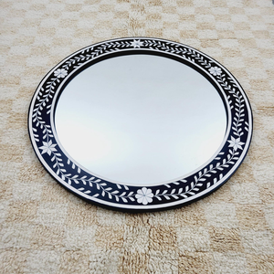 Miroir mural rond personnalisé en bois écologique fait main avec incrustations - Product Image 5