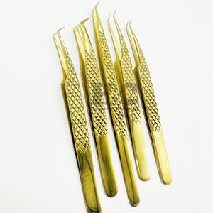 Nouveautés : Pinces à épiler dorées pour extensions de cils, logo de marque privée, acier inoxydable durable, pinces à épiler personnalisées pour vison, emballage - Product Image 5