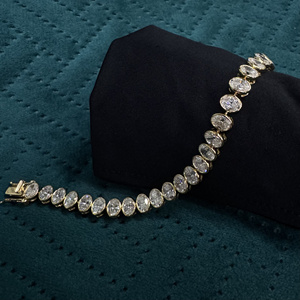 Pulsera de Diamantes Ovalados de 10.04 CT en Oro Amarillo de 14K, Joyería Fina de Lujo, Pulsera para Aniversario de Bodas - Product Image 3