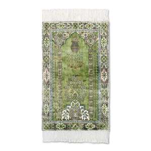 Alfombra de Oración Rectangular con Diseño Floral Verde, Estilo Oriental, Antideslizante, de Polipropileno con Pelo Medio - Product Image 4